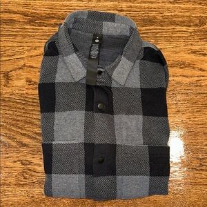 Lululemon Black and Gray Plaid Button-Up Shirt